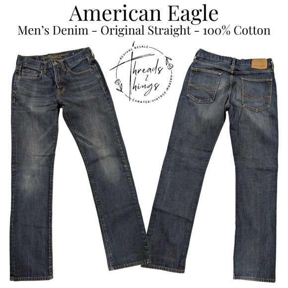 American Eagle Outfitters Other - American Eagle Jeans Mens 30 x 34 Original Straight Medium Wash Blue 100% Cotton